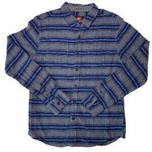 Quiksilver Blue Gray Striped Button Up Shirt M
